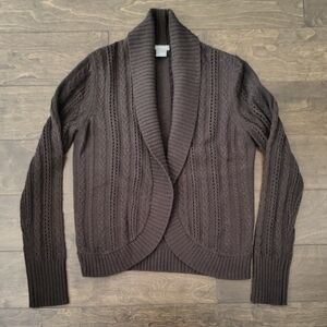 Ann Taylor Dark Brown Open Front Cardigan